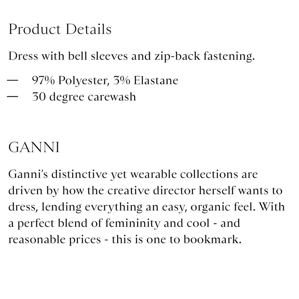 NWT Ganni Clark Black Dress Bell Sleeves Sz EU 36 US Small - Picture 12 of 13